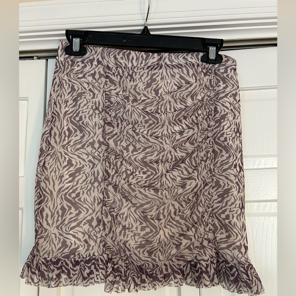 Free People Trippy Ruched Mini Skirt Funky Design